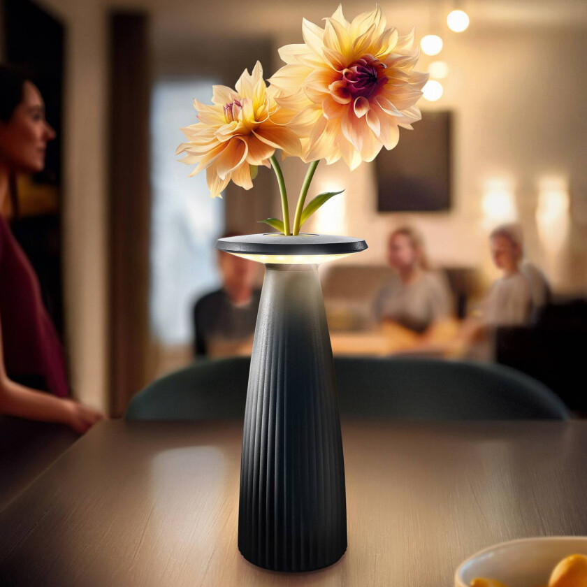 Nuflair LED-bordlampe, svart, IP54, dimbar, 24 cm