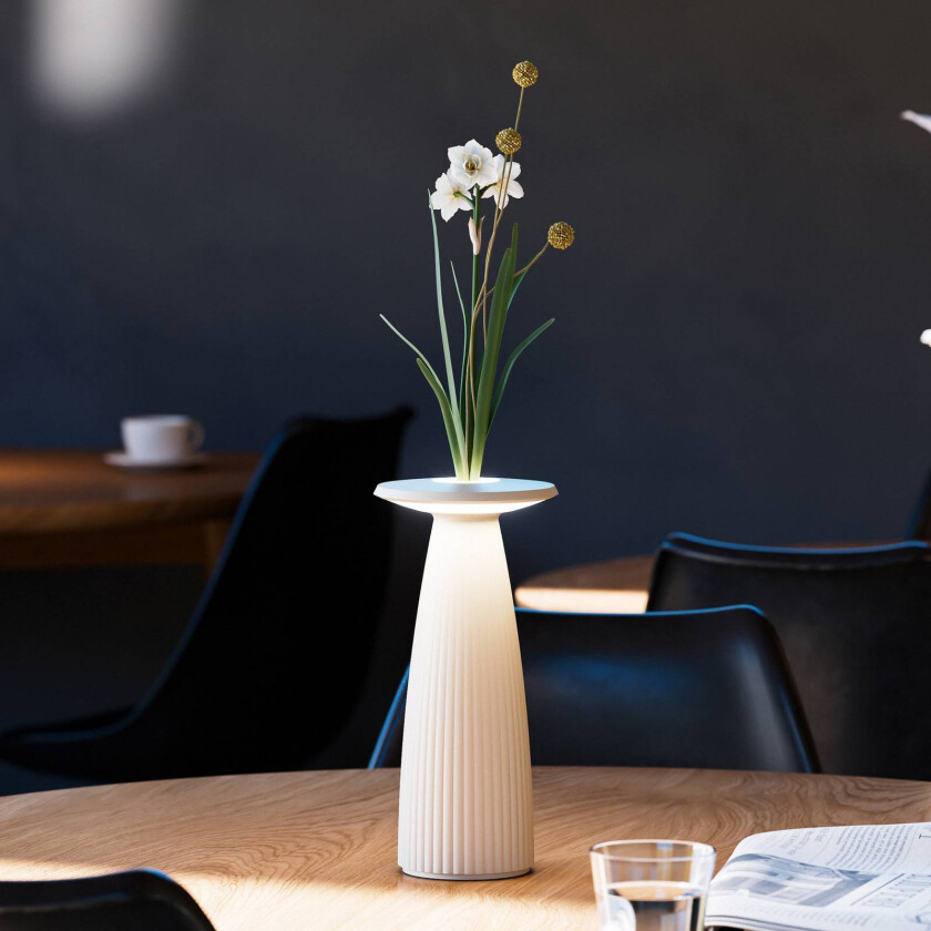 Nuflair LED-bordlampe, beige, IP54, dimbar, 24 cm