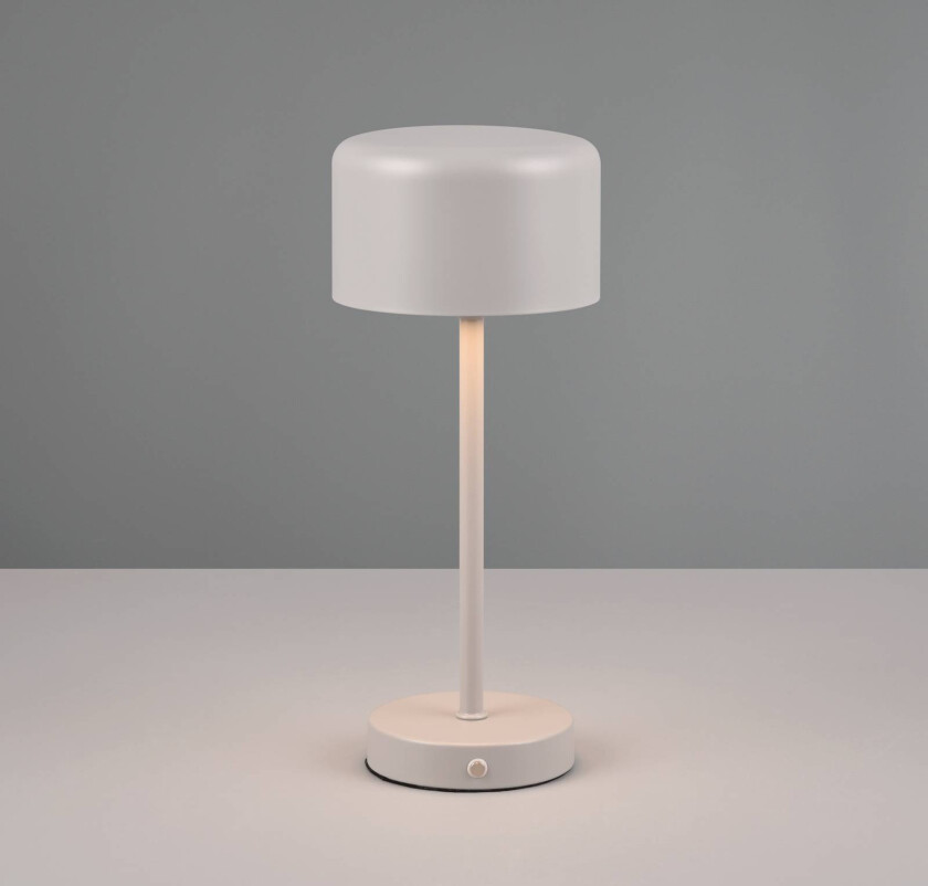 Jeff LED oppladbar bordlampe, grå, høyde 30 cm, metall