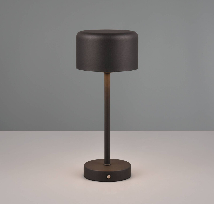 Jeff LED oppladbar bordlampe, matt svart, høyde 30 cm, metall