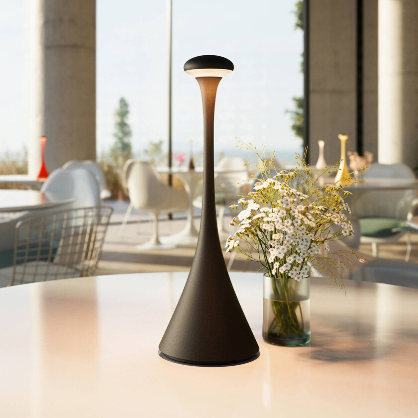 LED-batteribordlampe Nudrop, IP54, nattsvart