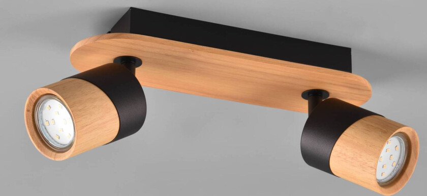 Downlight Aruni av tre, 2 lyskilder svart