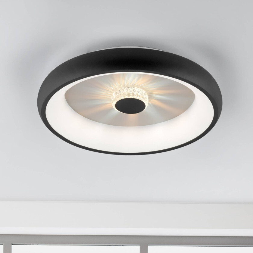 Vertigo LED-taklampe, CCT, Ø 46,5 cm, svart