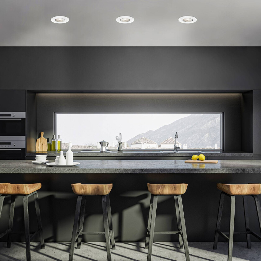 LED-downlight 7602 3stk IP65 3 000 K hvit