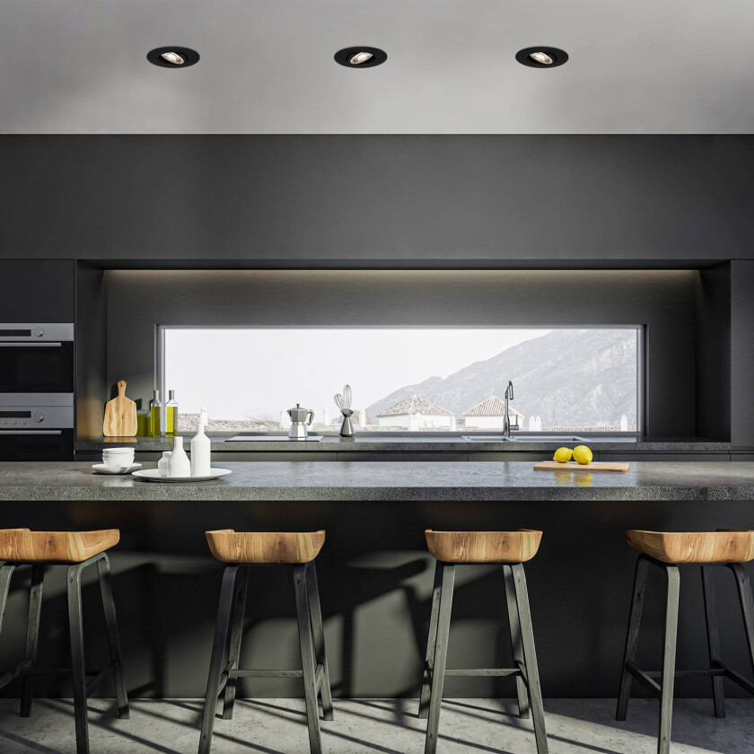 LED-downlight 7602 3stk IP65 3 000 K svart