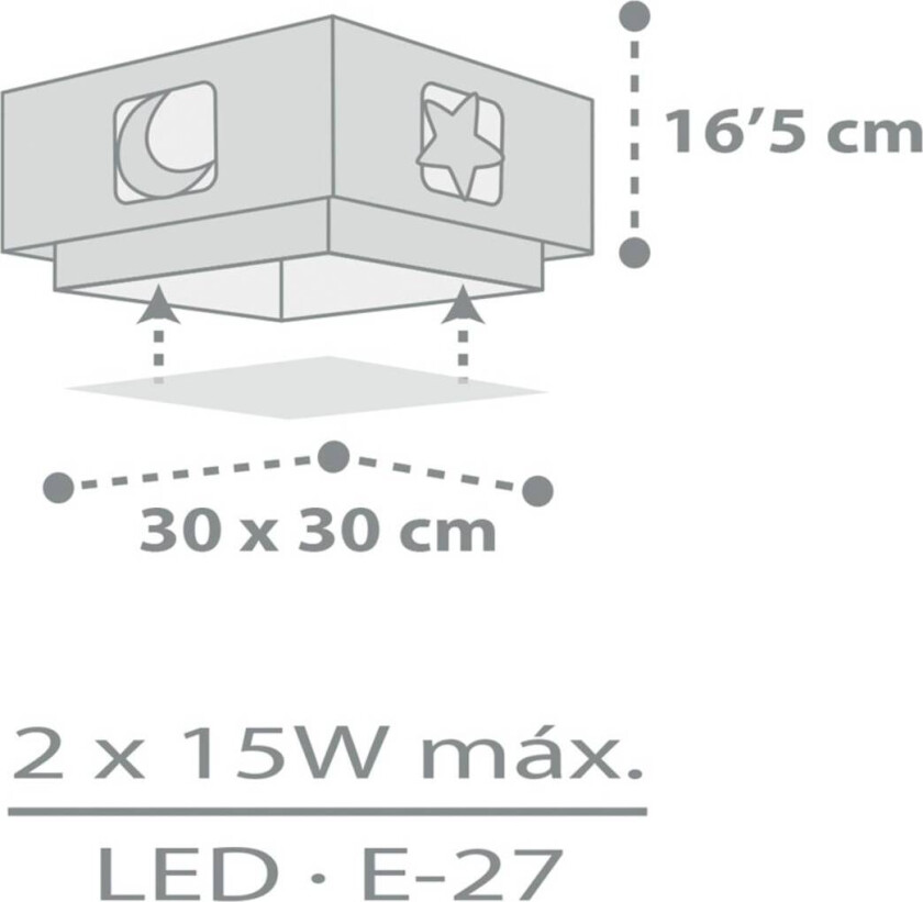 Moonlight taklampe til barnerom 1 lysk. grå