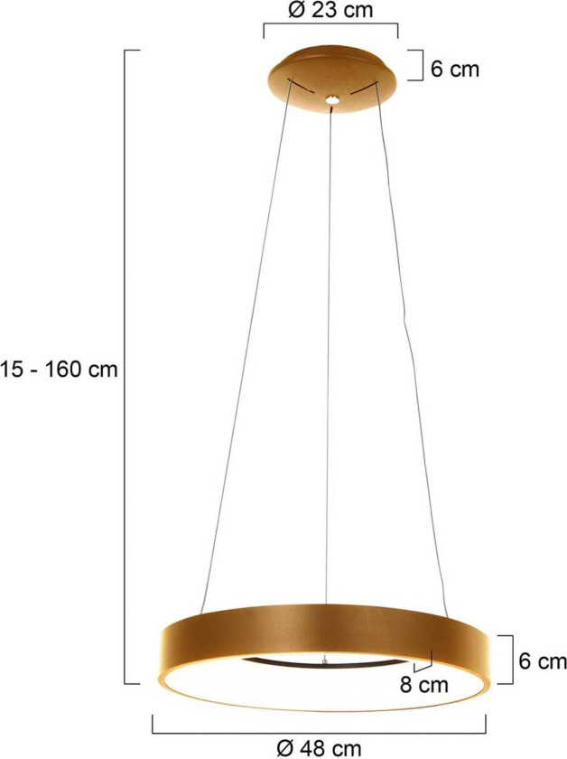 LED-hengelampe Ringlede, Ø 48 cm, gull