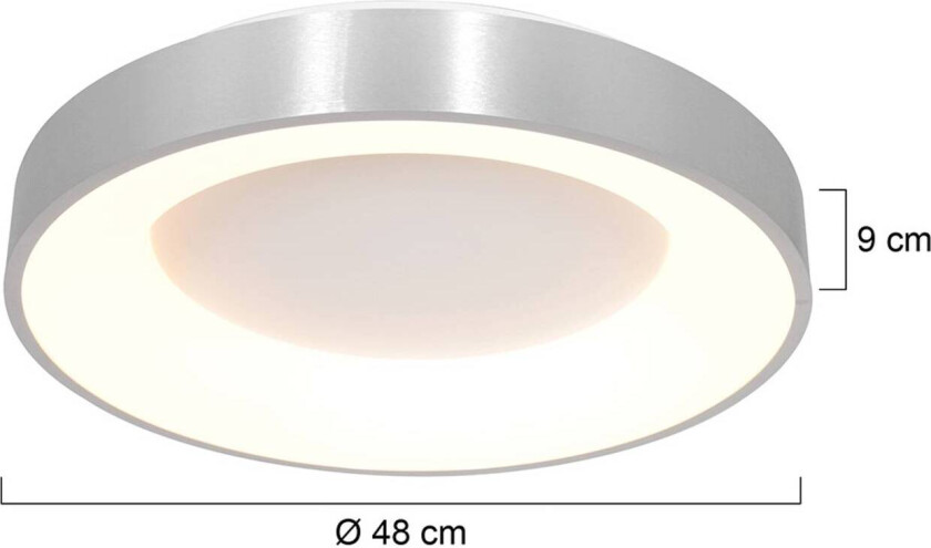 LED-taklampe Ringlede 2 700 K Ø 48 cm sølvfarget