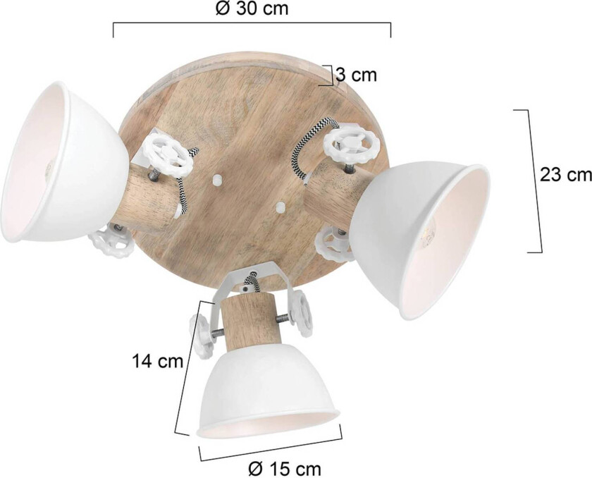 Downlight Gearwood, 3 lyskilder, rund, hvit