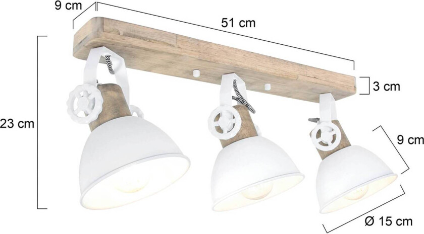 Downlight Gearwood, 3 lyskilder hvit