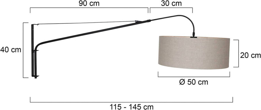 Tekstil-vegglampe Elegant Classy svart/gjørme