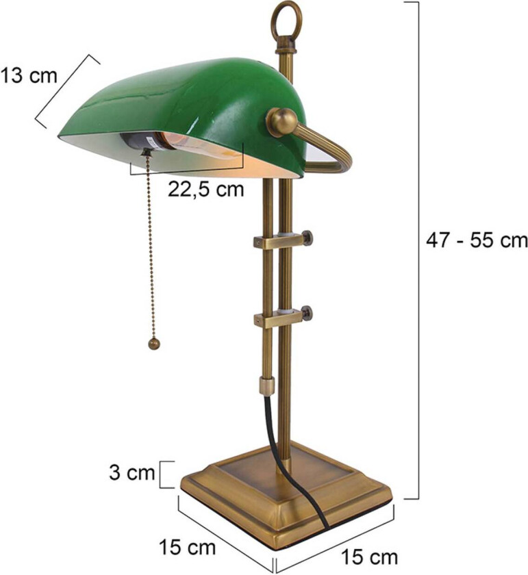 Skrivebordslampe Ancilla, justerbar bronse/grønn