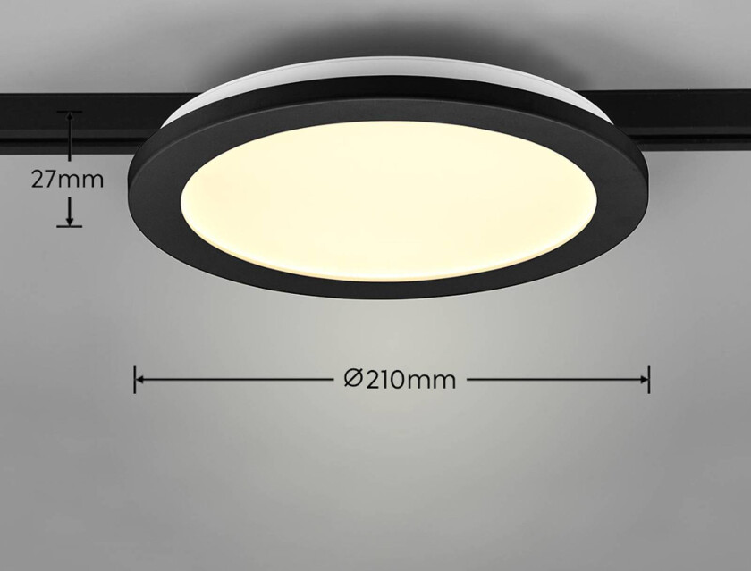 LED-taklampe Camillus DUOline, Ø 26 cm, svart