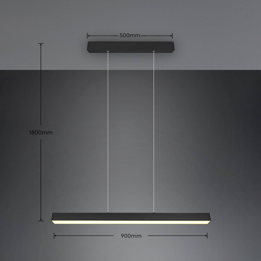 LED-pendellampe Paros DUOline, bjelke, svart