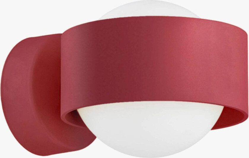 Vegglampe Mado av glass og stål, rød