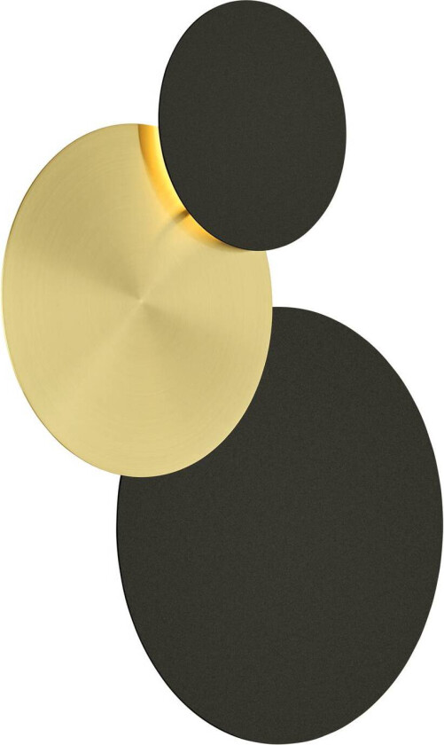 LED-vegglampe Tilda, rund 3 lyskilder, svart/gull