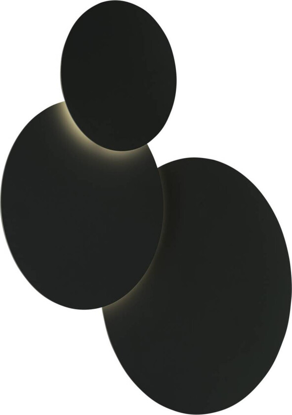 LED-vegglampe Tilda, rund 3 lyskilder, svart