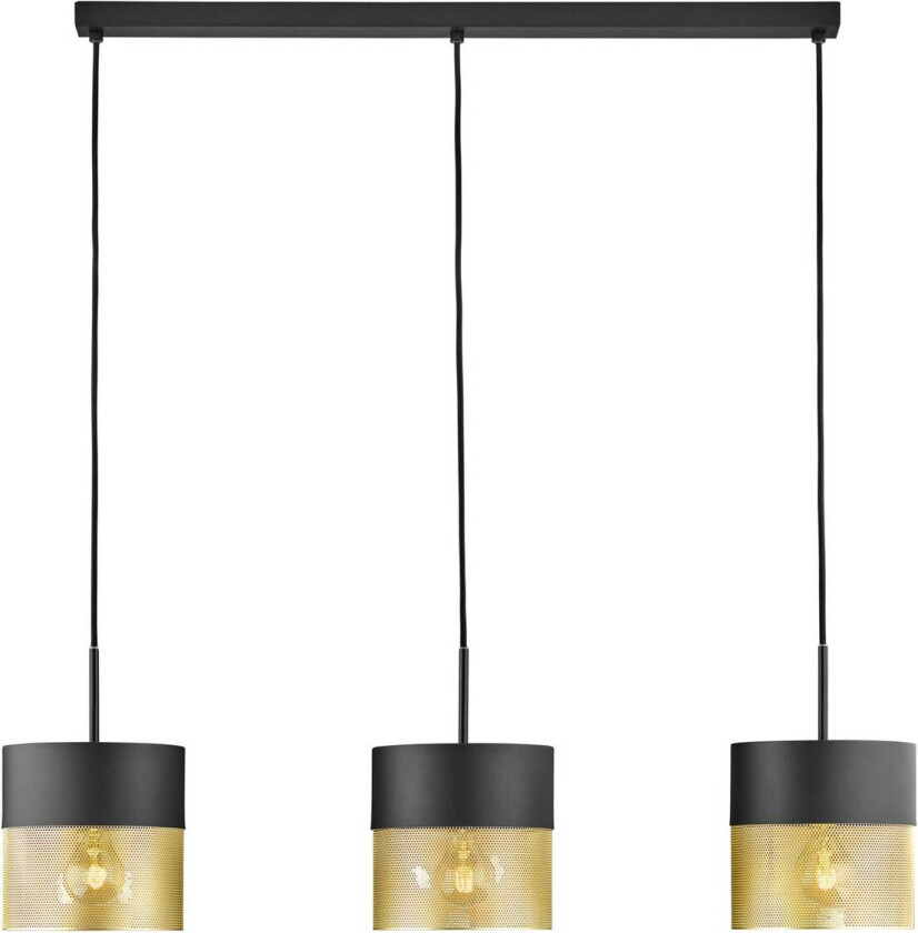 Hengelampe Mesh E27 3 lyskilder, svart/gull