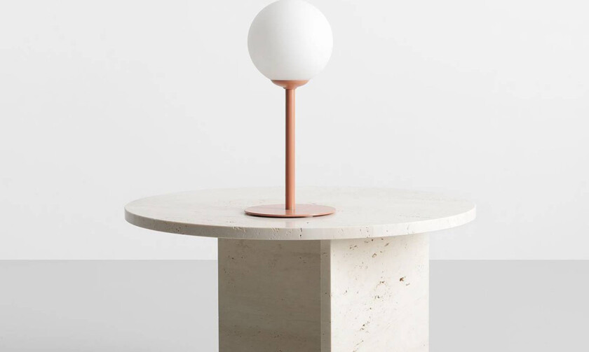 Bordlampe Joel, høyde 35 cm, korall/hvit