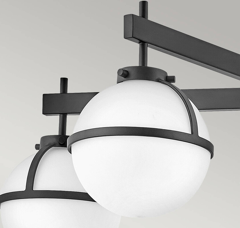 Taklampe Hollis, 5 lyskilder, svart/opal