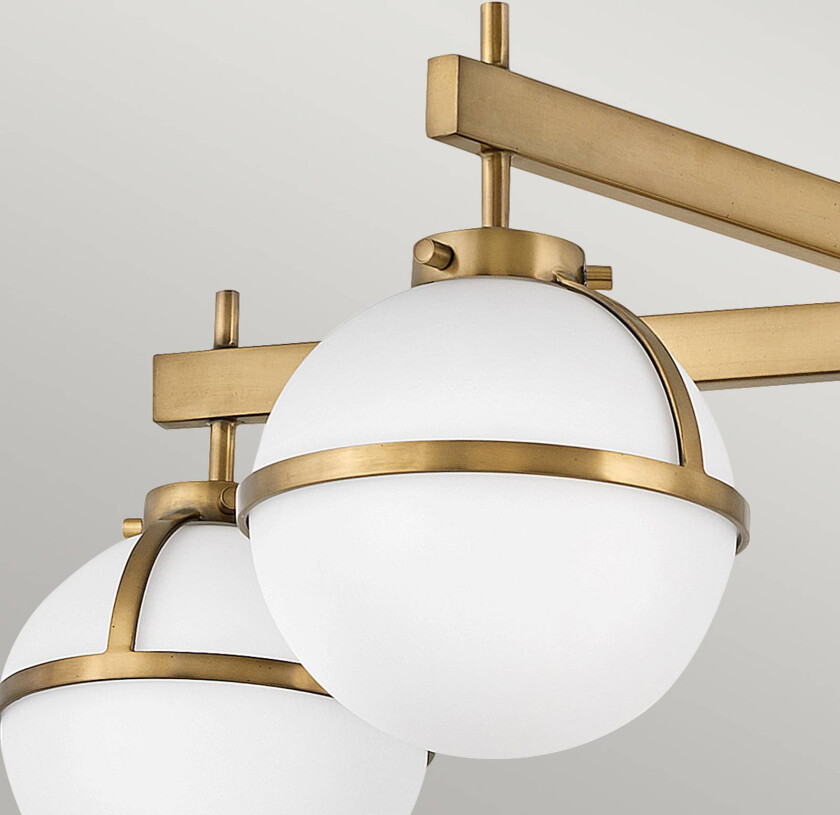 Taklampe Hollis, 5 lyskilder messing/opal