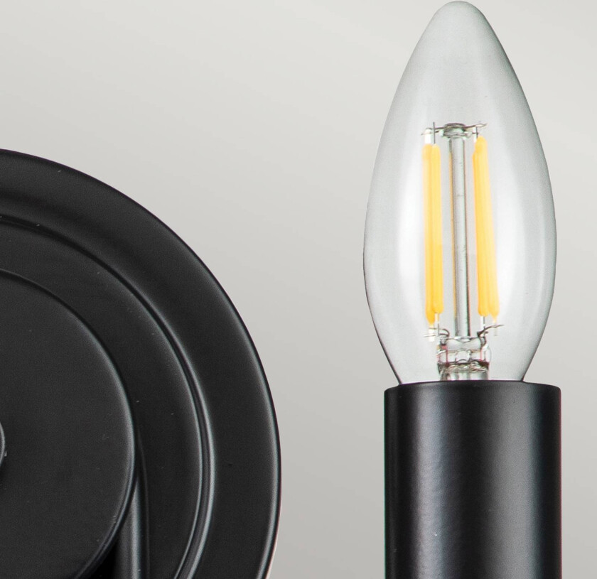 Capitol Hill vegglampe, 2 lyskilder, svart