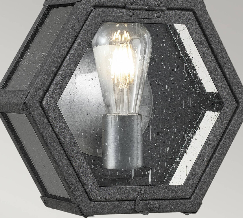 Utendørs vegglampe Heath bredde 26,7cm svart