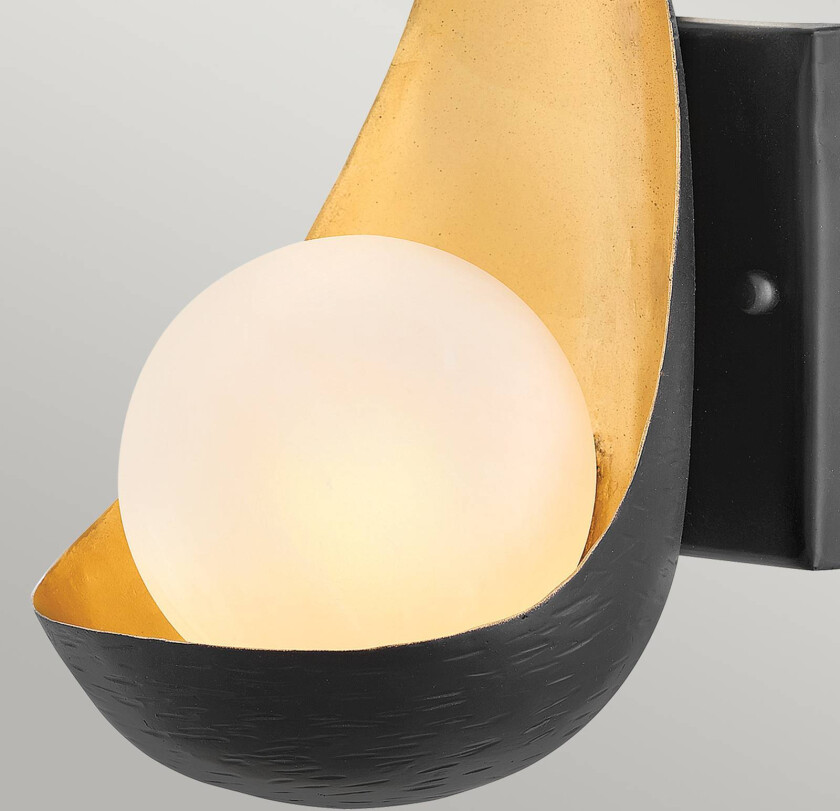 Vegglampe Ren, 1 lyskilde, svart/gull