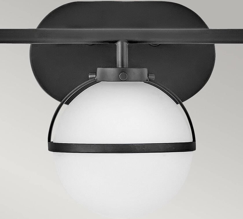 Vegglampe til bad Hollis, svart/opal, 3 lyskilder