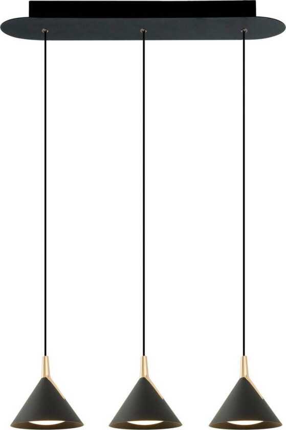 LED-hengelampe Jolly, 3 lyskilder, lineær