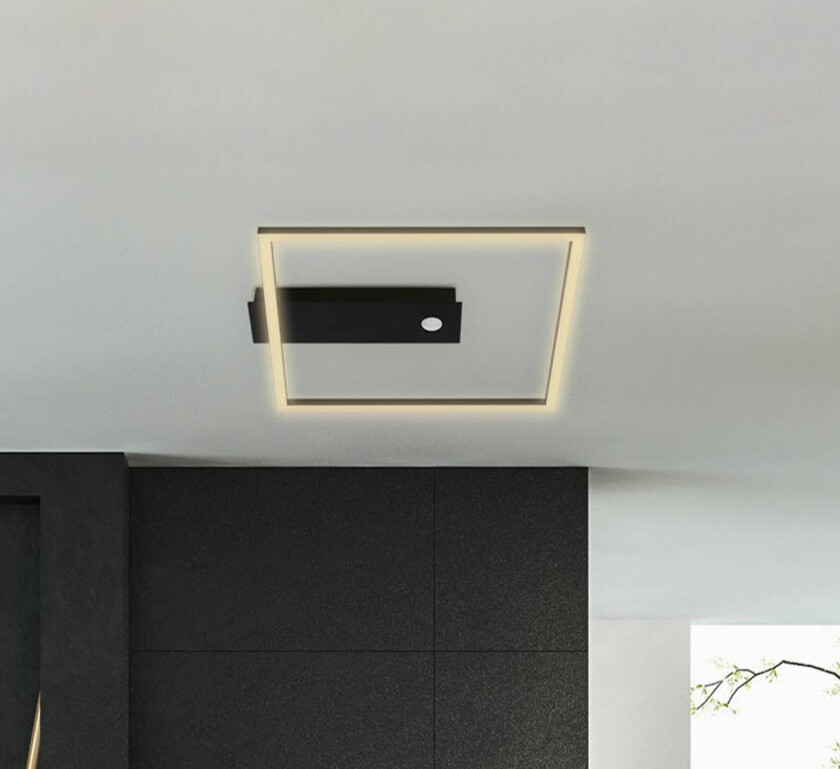 LED-taklampe med sensor Nici kvadratisk svart