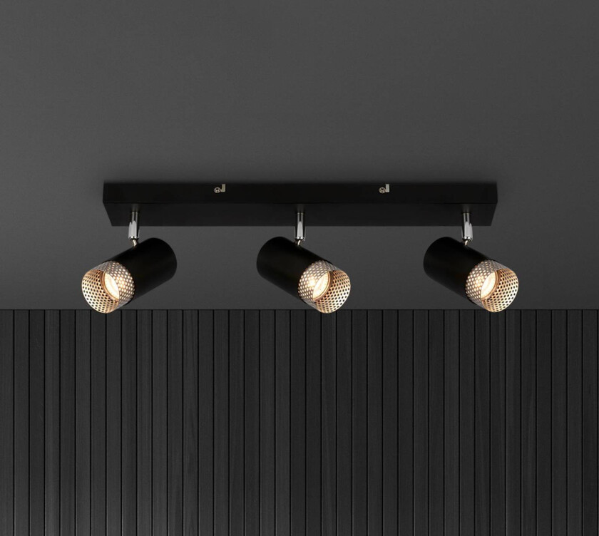 Downlight Plek GU10 svart/sølv 3 lyskilder