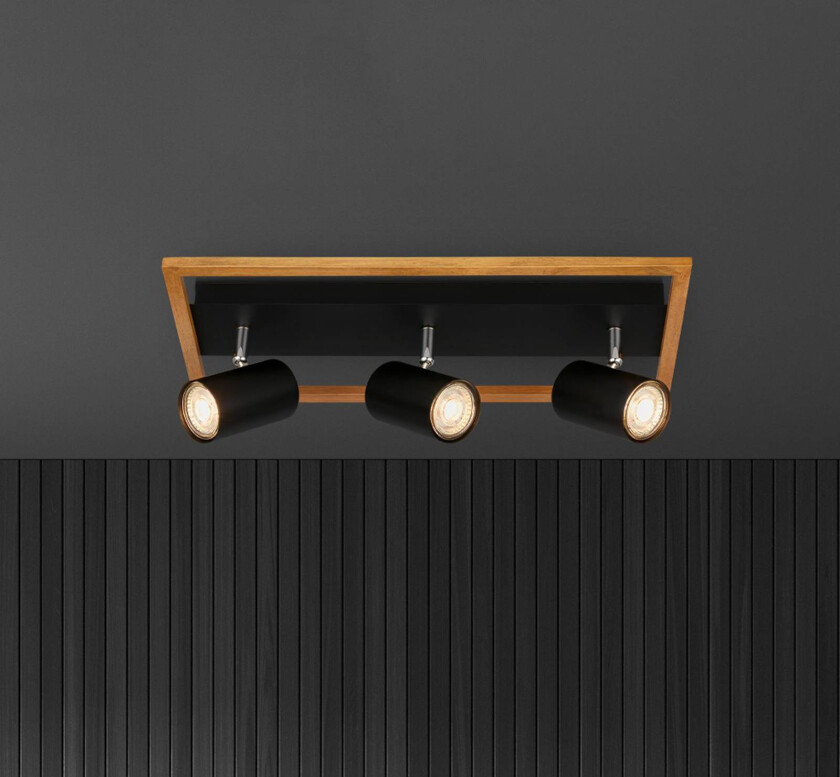 Downlight Frey treramme GU10 svart 3 lyskilder