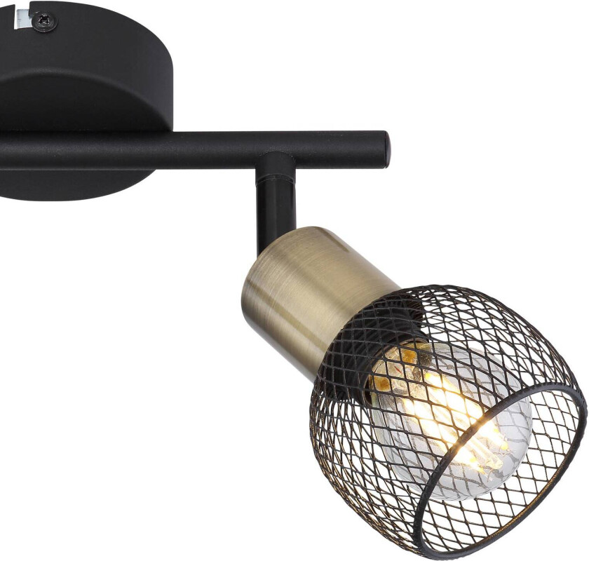 Taklampe Fiastra, svart/antikk messing 2 lysk