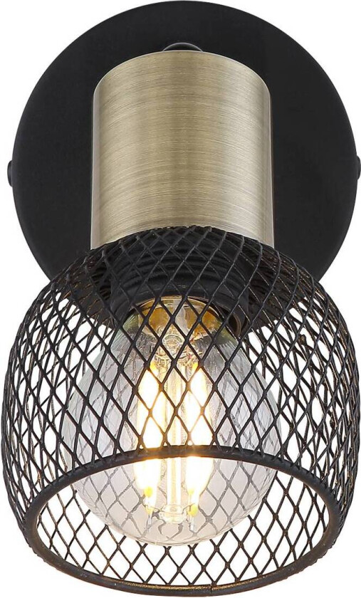 Vegglampe Fiastra, svart/antikk messing