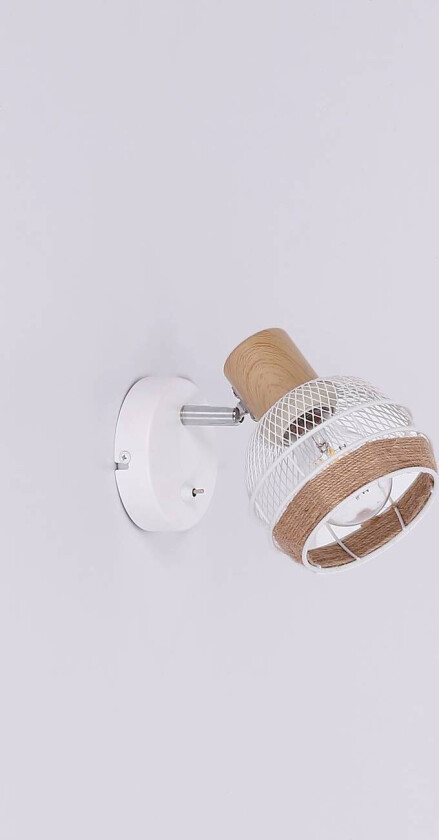 Vegglampe Widy med hamptau-dekor