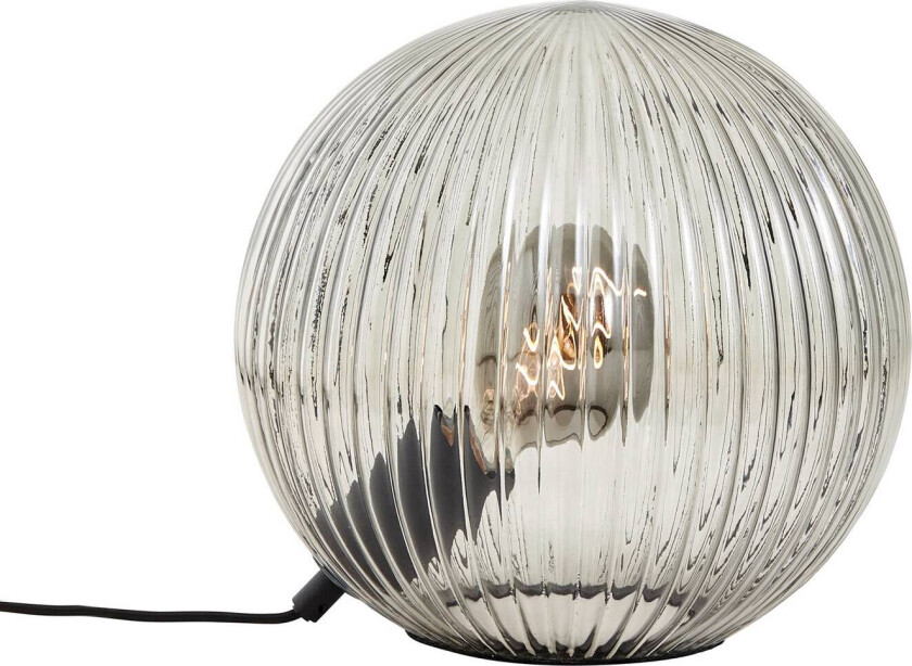 Bordlampe i glass Belado svart/røykgrå riflet