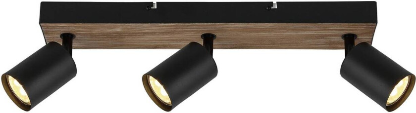 Vegglampe Jello Wood, svart/tre 3 lyskilder