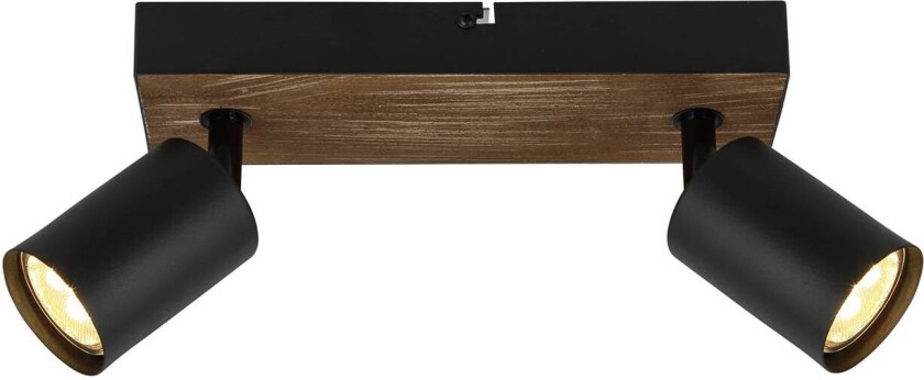 Vegglampe Jello Wood, svart/tre 2 lyskilder