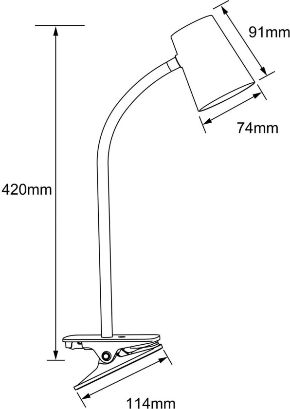 LED-klemmebordlampe Adda hvit 3-trinns dimbar