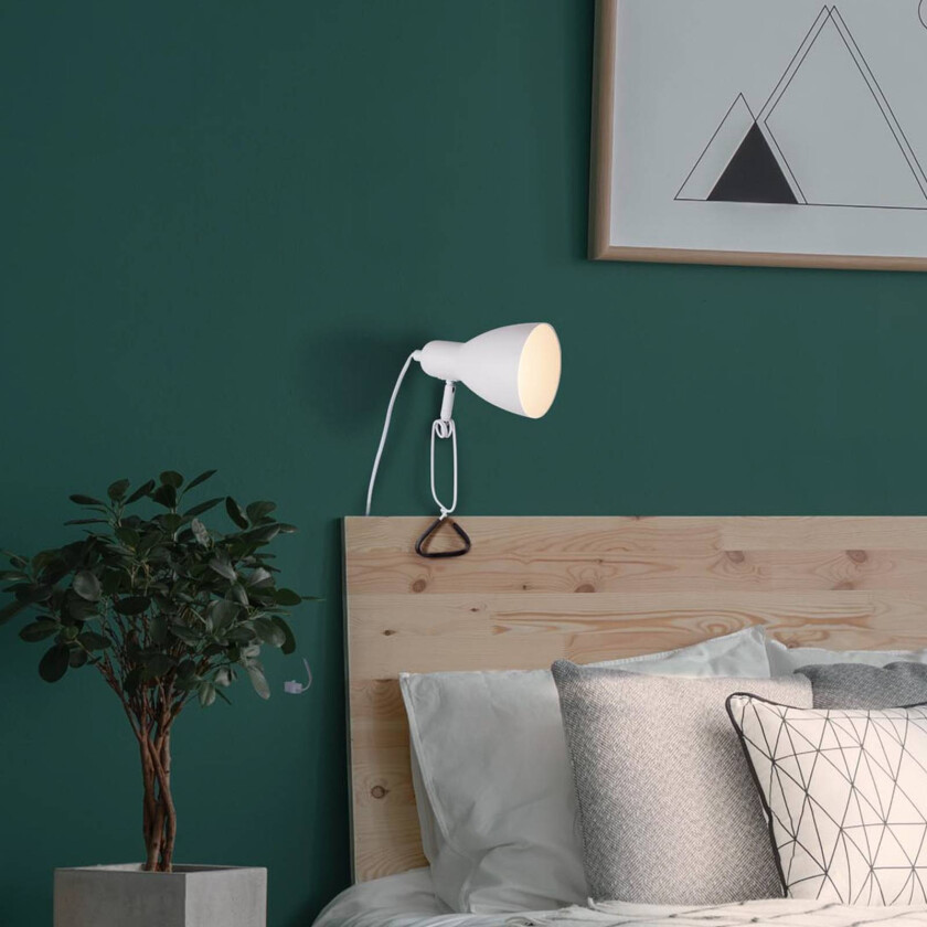 Klemmelampe Mara justerbar støpselkabel, hvit