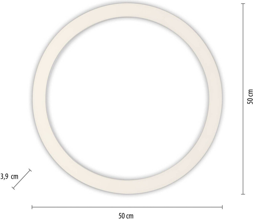 LED-taklampe PURE Lines, Ø 50 cm, sølv, CCT, fjernkontroll