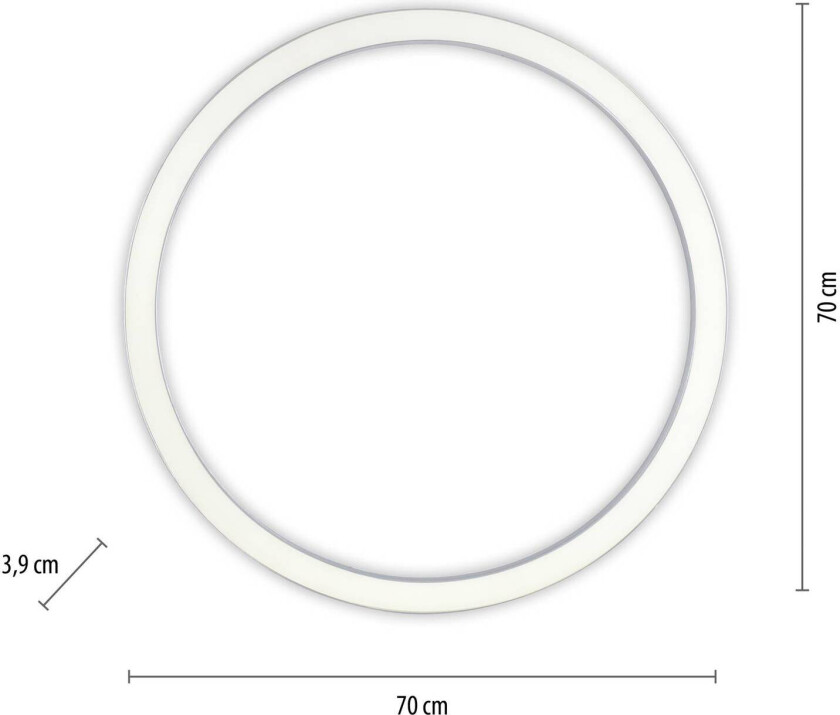 LED-taklampe PURE Lines, Ø 70 cm, sølv, CCT, fjernkontroll