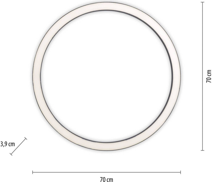 LED-taklampe PURE Lines, Ø 70 cm, antrasitt, CCT, fjernkontroll