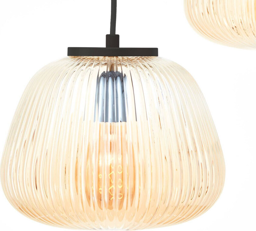 Kaizen pendellampe, lengde 105 cm, ravfarget, 3-lys, glass