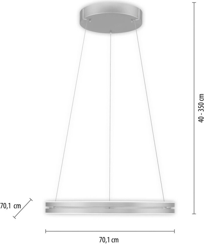 PURE hengelampe E-Loop aluminium Ø 70 cm Aluminium CCT