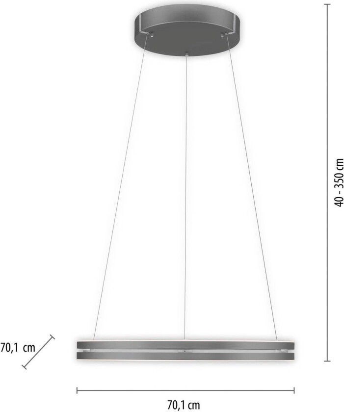 PURE LED hengelampe E-Loop, grå, Ø 70 cm, aluminium, CCT