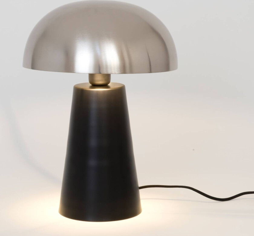 Bordlampe Fungo, skinner nedover, svart/sølv
