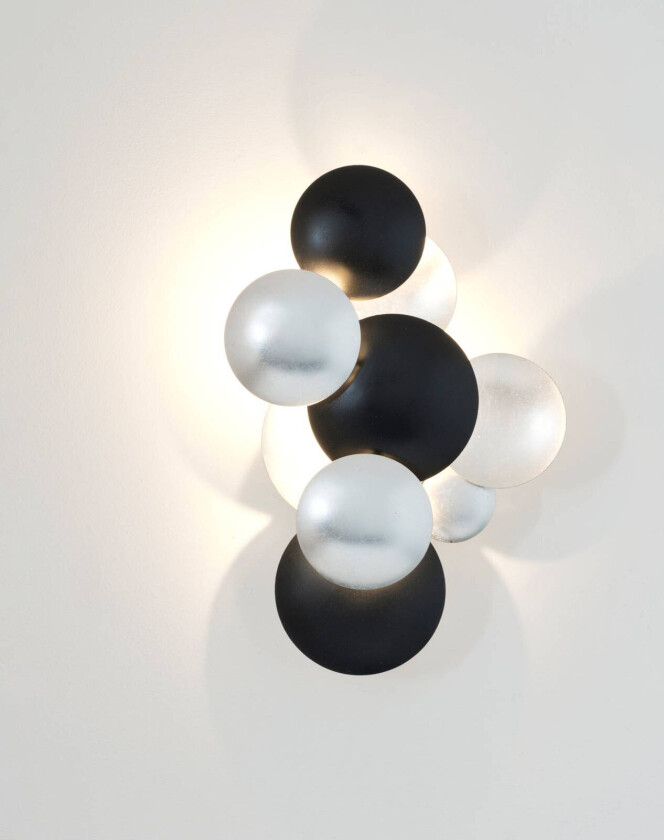 LED-vegglampe Bolladaria 3 lyskilder sølv/svart