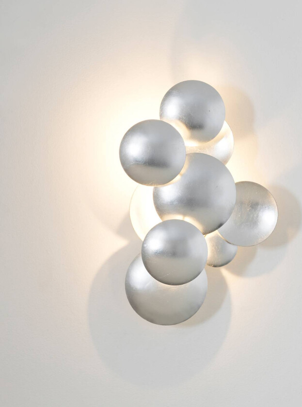 LED-vegglampe Bolladaria, 3 lyskilder, sølv